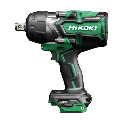 Mutterdragare i svart och grönt med HiKOKI-logotyp. Kompakt design med ergonomiskt handtag och batterifäste längst ner.