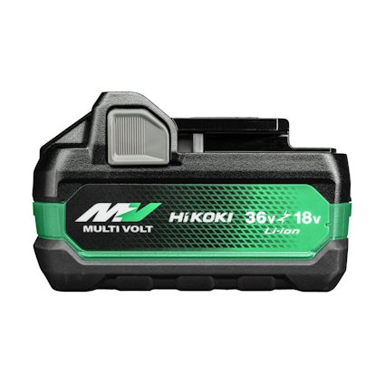 Grön och svart Hikoki Multi Volt Li-ion batteri, 36V/18V kapacitet.
