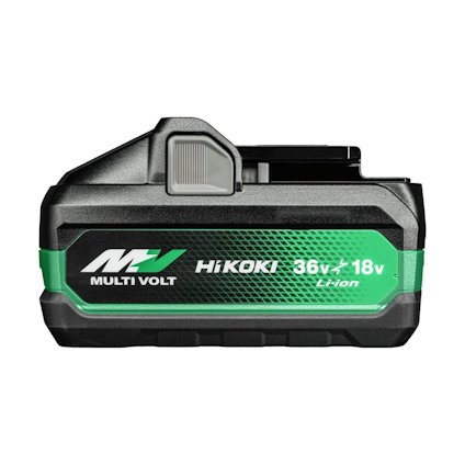 Batteri i svart och grönt med texten "MULTI VOLT HIKOKI 36V + 18V Li-ion".