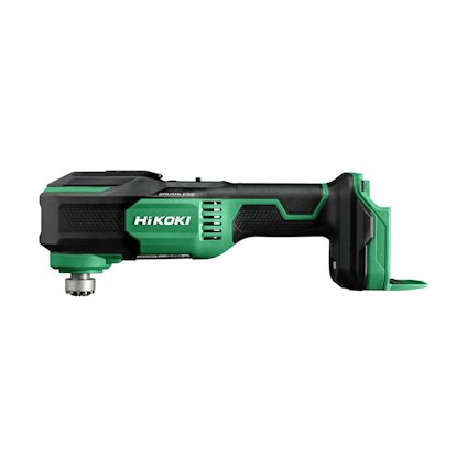 Grön och svart multiverktyg från HiKOKI med Starlock/OIS12-fäste, utan batteri.