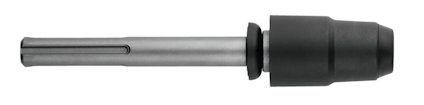 Metallisk adapter med svart fäste, SDS-MAX till SDS-PLUS, på vit bakgrund.
