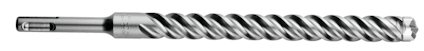 Hammareborr med spiralformade skär och metalliskt utseende.