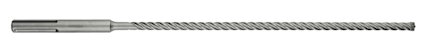 Metalliskt borr med spiraldesign och SDS-Max-fäste synligt mot vit bakgrund.