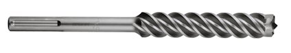 Spiralformad metallborr med fyrskärigt huvud och SDS-Max fäste.