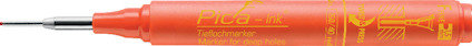 Orange märkpenna med smal spets, text: "Pica-Ink" och "Tieflochmarker".
