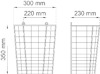 Ritning av två trådbackar med storlek: 300x350 mm och 230x350 mm. Mått anges i millimeter.