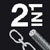 Vit siffra "2", bokstav "N", kedjelänk och en kabel på svart bakgrund.
