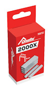 Röd förpackning med texten "Onsite 2000X". Visar bild av häftklamrar, mått 11,3 mm och 8 mm, artikelnummer 705732.