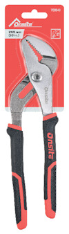 Polygrip-tång med röd och svart handtag, förpackad på ett rött pappkort med texten "Onsight" och "250 mm (10'')".