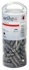 Plastburk med 100 Torx-bits, 25 mm, märkta "Wiha Standard".