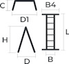 Illustration av stålbalk med måttangivelser: C, B4, D1, H, D, L, B.