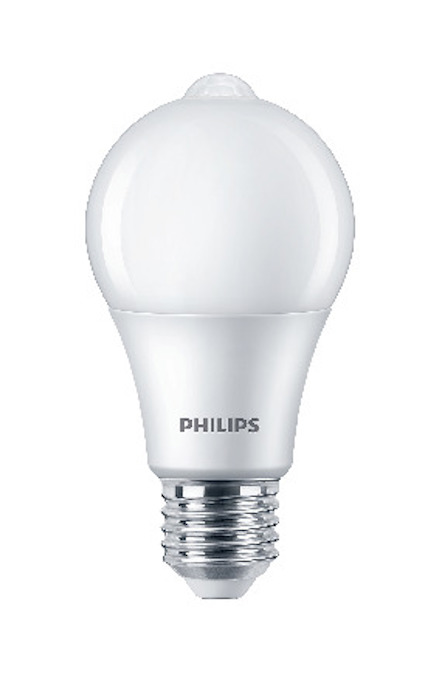 LED-glödlampa med E27-sockel och texten "Philips" på basen.