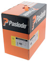 Karton med Paslode-logotyp. Text: "2.8x65mm Nail Screw Q7", "1950". Orange och svart design.