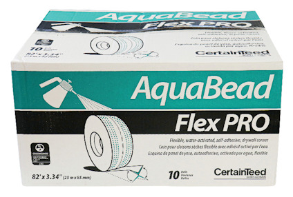 Förpackning för AquaBead Flex PRO, självhäftande hörnskydd, 82 fot x 3,34 tum, 10 pack.