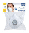 Förpackning med Moldex Classic FFP2-masker, texten "2405" och "PRD". Person som bär en mask visas på förpackningen.