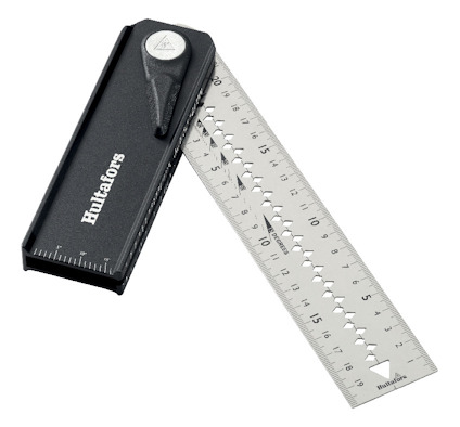 Vinkelmätare i metall med gradskiva och mätskala, märkt "Hultafors".