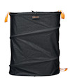 Svart trädgårdssäck med orange handtag och texten "FISKARS" framtill.