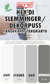 Slemminger/dekorpuss färgkarta med fyra färger: hvit, lysgrå, grå, murgrå.