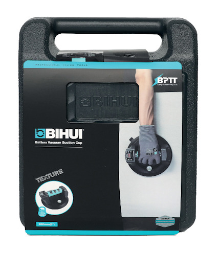 BHUI batteridriven vakuum-sugkopp i förpackning med handtag och produktbild.