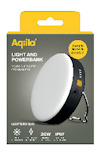 Förpackning för Aqila Lightbird BL10 lampa och powerbank med 300 lumen, 20W leverans, IP67 vattentät.