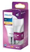 Kartong med LED-lampa från Philips, 7W, 806 lumen, varmvit 2700K, E27-sockel, motsvarar 60W.