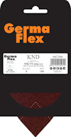 Förpackning med sandpapper från Germa Flex, etikett med text "KND 100x170" och "150".