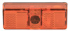 Rektangulär orange reflex med två fyrkantiga mönstrade sektioner och en central cirkel.