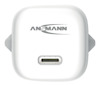 Vit laddare med texten "ANSMANN" och en USB-C-port på framsidan.