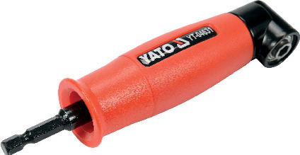 Röd och svart vinkelbitsadapter med texten "YATO YT-04651" på sidan.