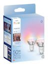 Förpackning av Philips Hue Essential smart lampa, 50W, 345 lumen, vit och färgad stämning, Bluetooth-kompatibel.