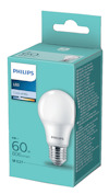 Förpackning med Philips LED-lampa, 8W, motsvarar 60W, 806 lumen, E27, kallvitt ljus.
