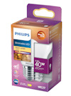 Förpackning med dimbar LED-lampa från Philips, 3.4W, 40W motsvarighet, 470 lumen, varmvit 2700K, sockel E27.