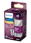 Förpackning med Philips Deco LED-lampa E14, 4W, motsvarande 35W, 2700K varmvit, 397 lumen.