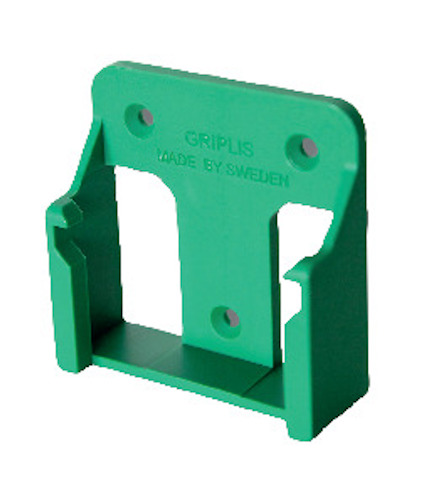 Grön plastfäste med texten "GRIPLIS MADE BY SWEDEN".
