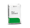 Säck med murcement, vit med grön detalj och texten "Murcement, SKÖVDE 20±1 kg" samt logotypen "Heidelberg Materials".