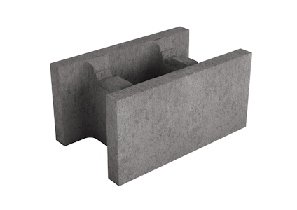 Betongblock med u-formad struktur och slät yta.