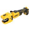 Sladdlös gul och svart DeWalt pressverktyg med XR-märkning och batteripaket.
