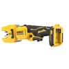 Gul och svart sladdlös DeWalt vinkelslip, batterifack längst bak, griphandtag och borstlös motor.