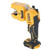 Sladdlös gul bandad armeringsjärnsbuntare, med svart handtag och märkningen "DEWALT XR".