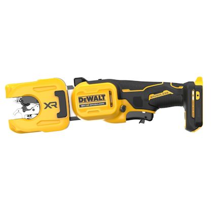 Gul och svart sladdlös kabelkapare med DeWalt-logotyp och XR Brushless märkning.